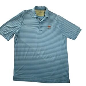 Bobby Jones X-H2O Mens Large Blue Striped Kiawah Island Golf Polo Shirt L